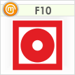 Знак F10 «Кнопка включения установок (систем) пожарной автоматики» (пленка, 100х100 мм)